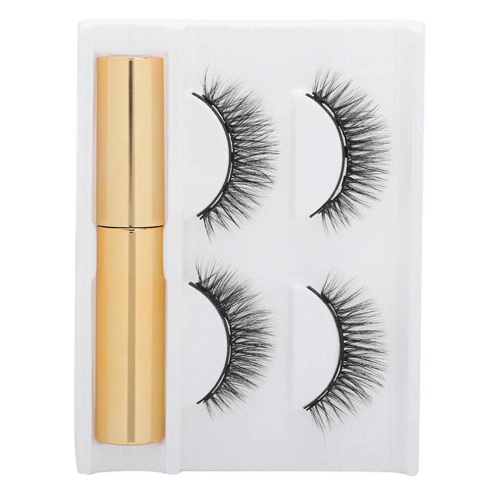 (2 Pairs of 3D-01 Eyelashes + Eyeliner) 2 Pairs 5 Magnet False Eyelash Set Magnetic Waterproof Eyeliner