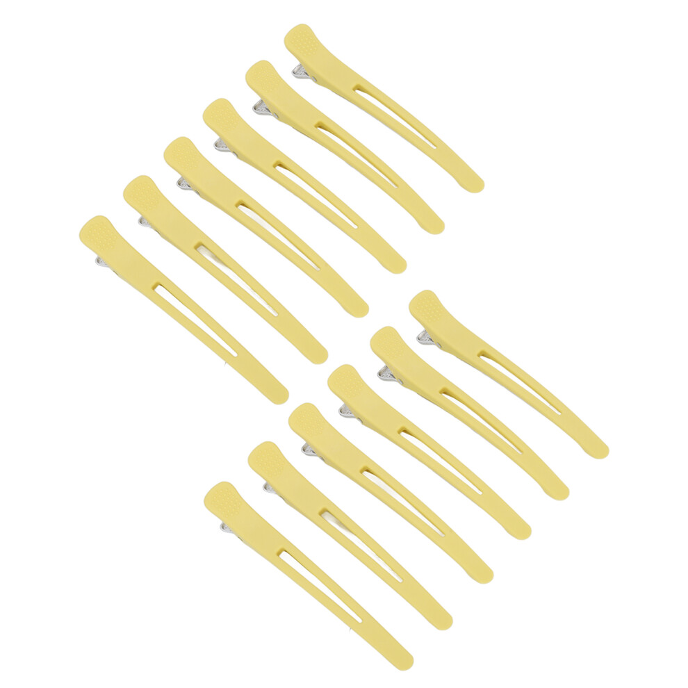 Yellow Duckbill Hair Clips 12Pcs - No Slip No Trace For Styling Needs