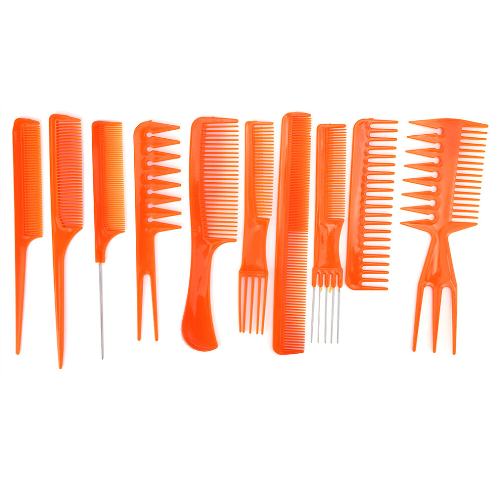 10Pcs Plastic Anti Static Hair Scalp Comb (Orange)