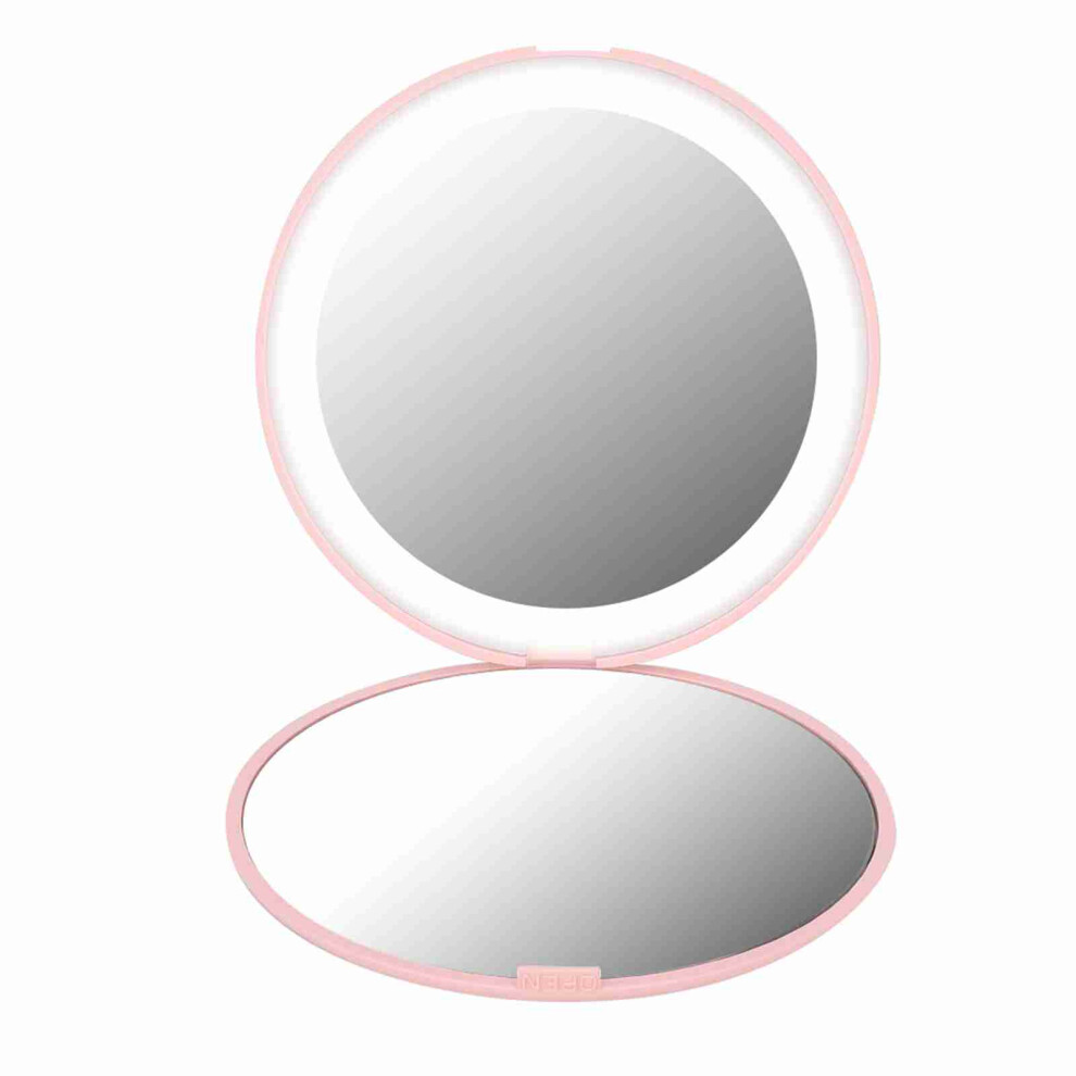 Pink Foldable 10X Magnification Mini 12Led Makeup Mirror (Pink)