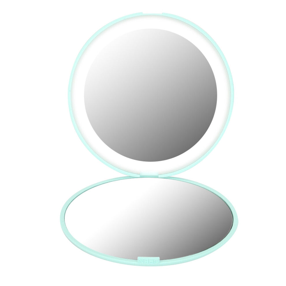 Green Foldable 10X Magnification Mini 12Led Makeup Mirror (Green)