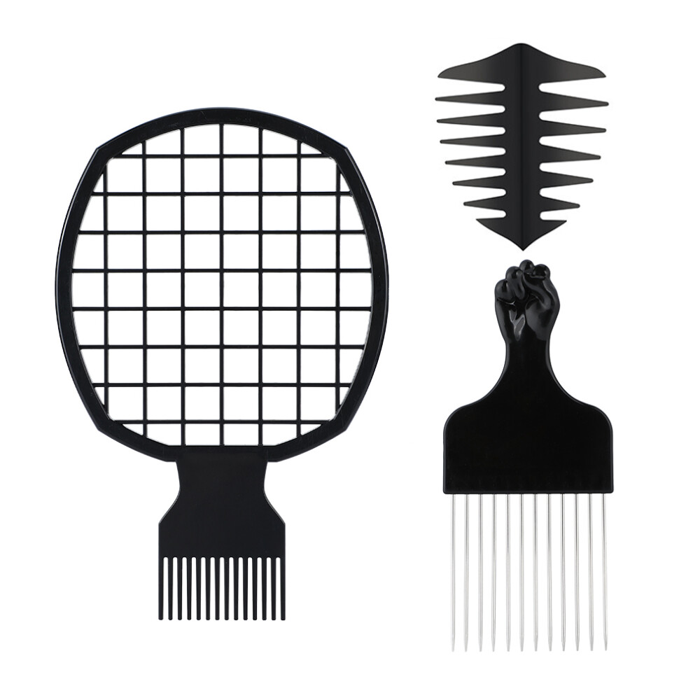 Unisex Hair Comb 3Pcs For 1Set Afro Comb Metal Pick Comb Hairstyle Tools
