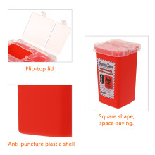 Portable 1L Sharps Container for Medical Needles Biohazard Disposal