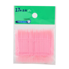 100pcs Double Head Teeth Cleaning Floss Pick (Pink)