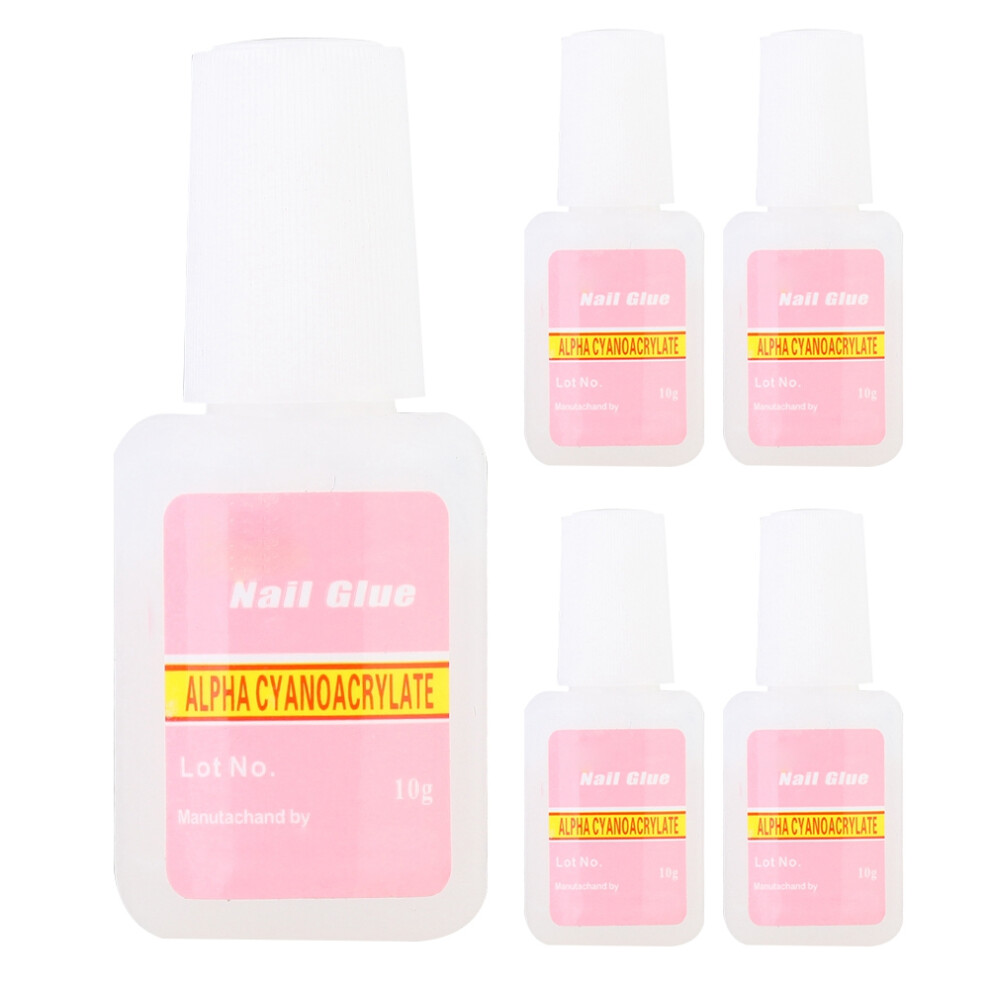 Pink 5Pcs Strong Nail Glue Acrylic Nail Adhesive With Brush
