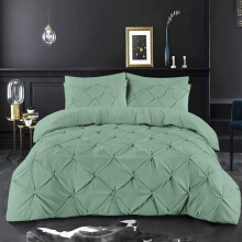 (Duck Egg, King) Pintuck Pinch Pleat Duvet Cover Set with Zipper Closure and Pillowcase in Ultrasoft Brushed Microfiber - Easy Care & Machine Washable