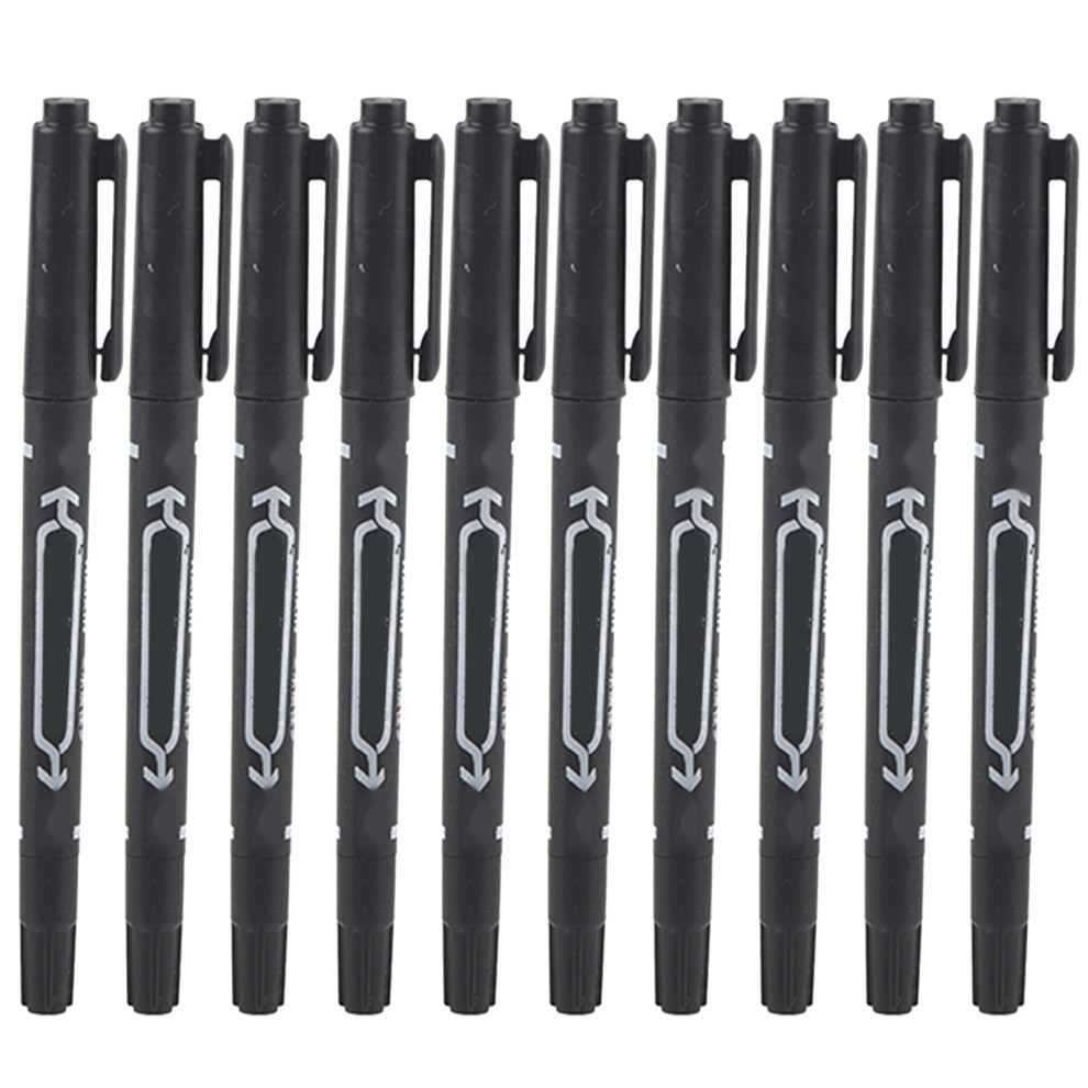 Black 10Pcs Double End Tattoo Skin Marker Pen (Black)