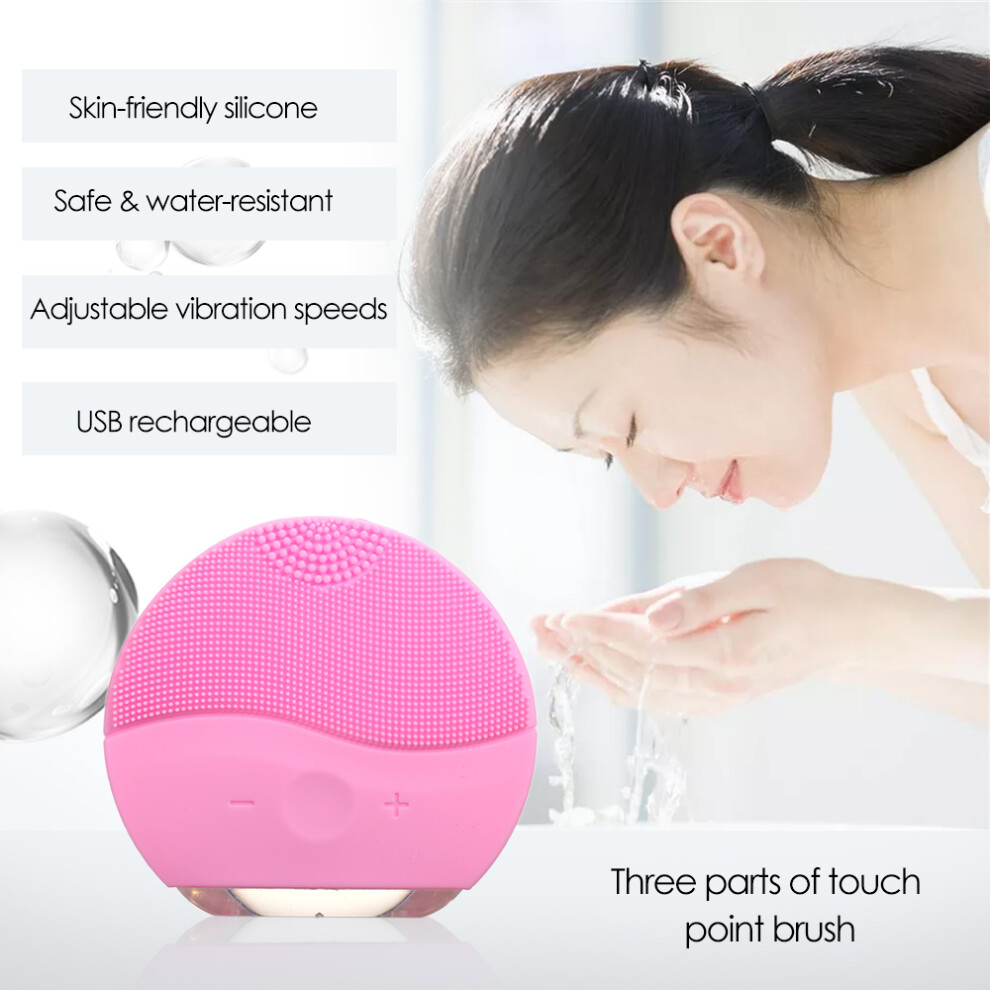 Electric Facial Cleanser USB Rechargeable Silicone Massage Brush