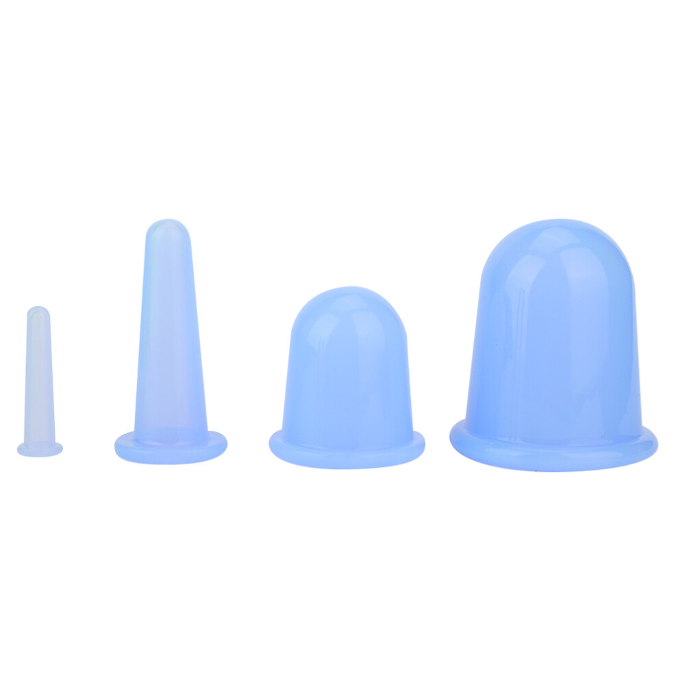 Blue 4Pcs Vacuum Facial Massager Cupping Cup Face Lifting Care (Blue)