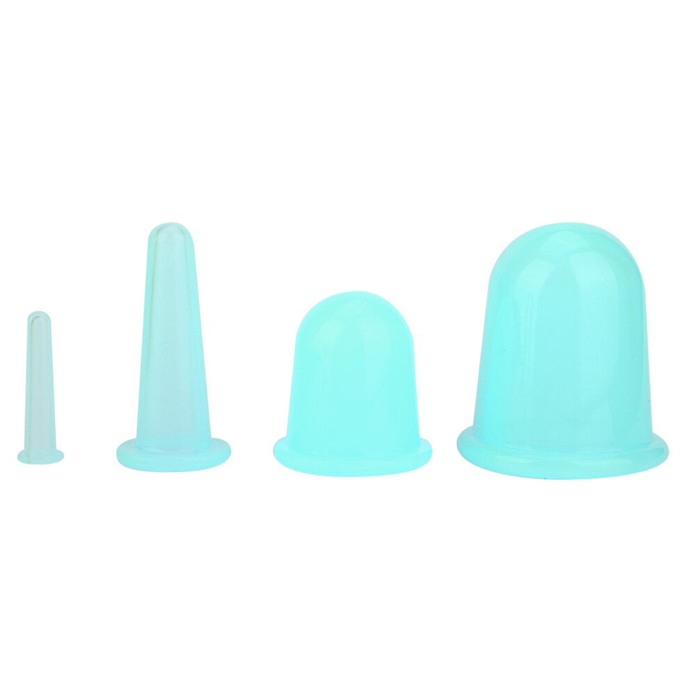 Green 4Pcs Vacuum Facial Massager Cupping Cup Face Lifting Care (Green)