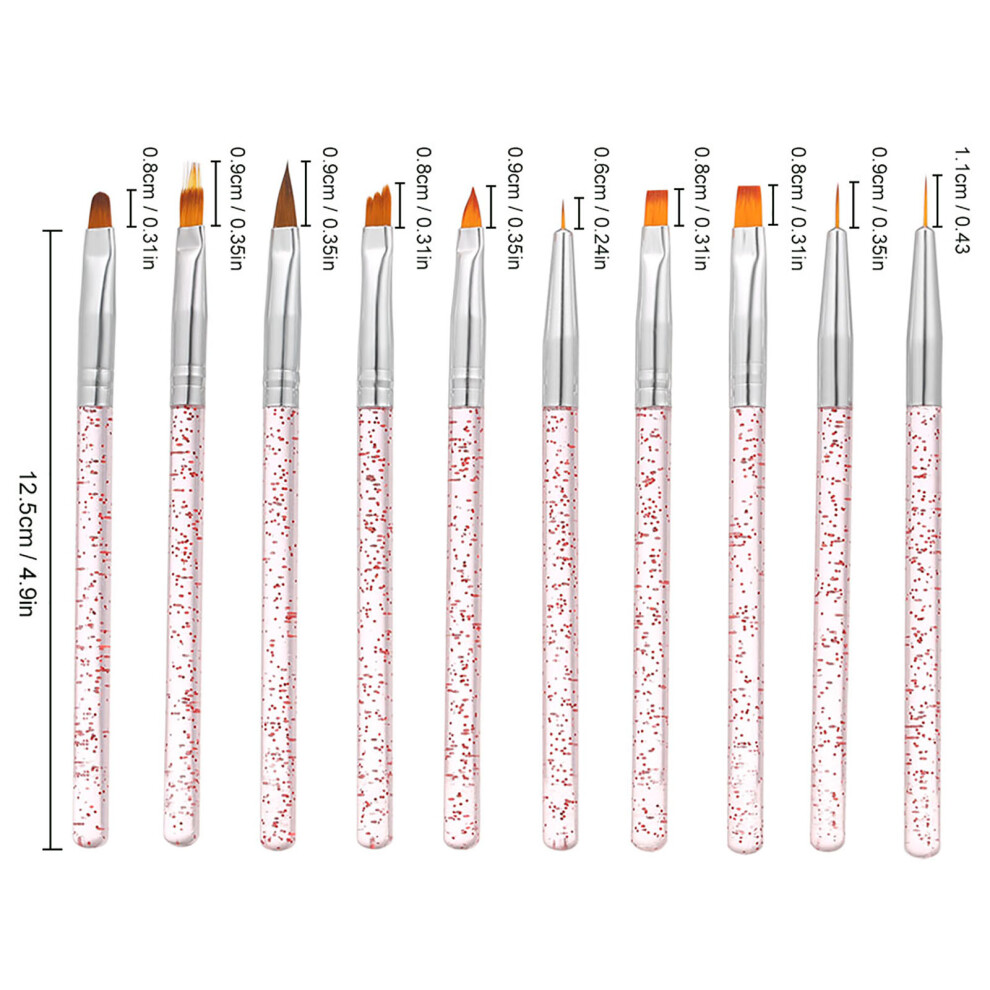 10pcs/set Flat Gradient UV Gel Acrylic Nail Brush Tips