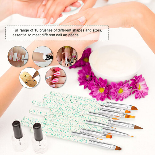 10er Set UV Gel Nagelbürste mit Spitzen 1