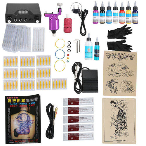 Profi-Tätowiermaschine mit Fußschalter Set