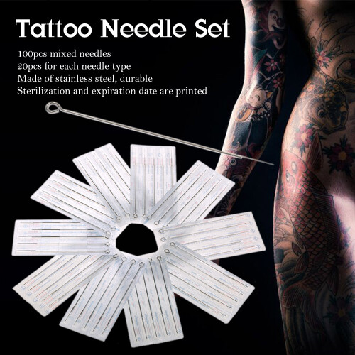 100pcs Mixed Tattoo Needles 1RL-9RL Steel