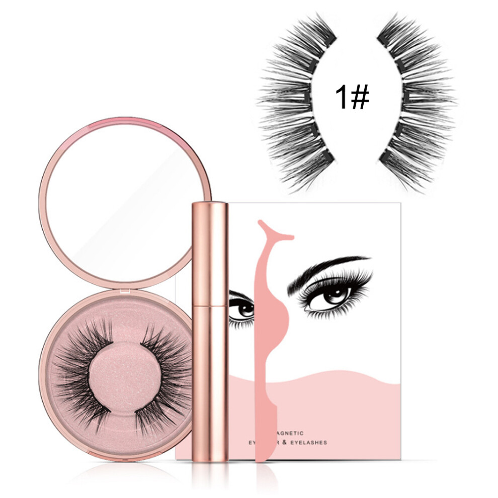 Magnetic Liquid Eyeliner 3D False Lashes Set Magnet Tweezers 01#