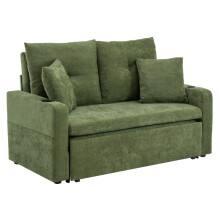 2 Seater Sofa Bed with Cup Holders and Pillows