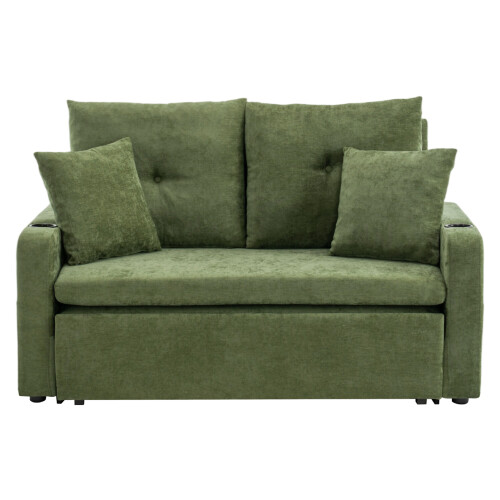 Living And Home 2 Seater Sofa Bed with Cup Holders and Pillows 1