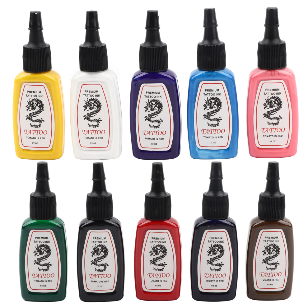 10 Colors Semi-Permanent Tattoo Ink Set Eyeliner Eyebrow Lip
