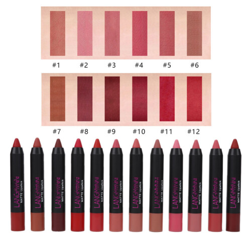 12er Matte Lippenstift-Set wasserfest mit Lipgloss 2