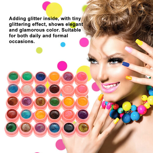 30 Farben Glitzer UV Nagellack Set mit LED Lampe