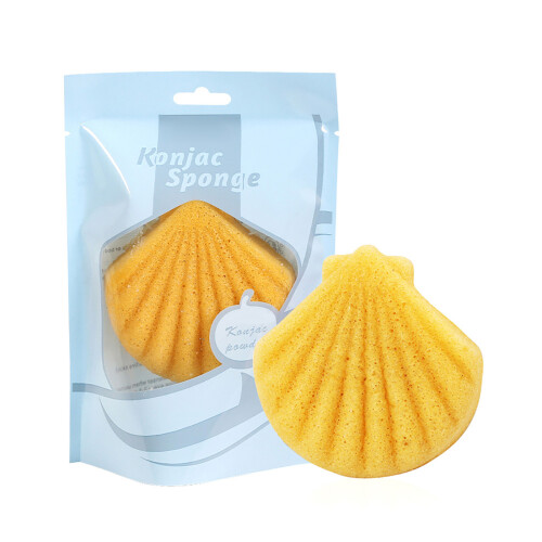 Spugna Konjac Faccia Forma Conchiglia Gialla