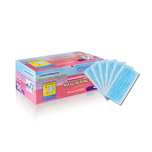 50 mascherine monouso antipolvere con elastici