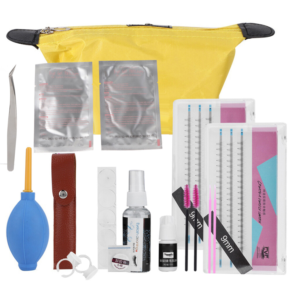 Eyelash Grafting Tool Set Glue Tweezer Kit (9mm+9mm)