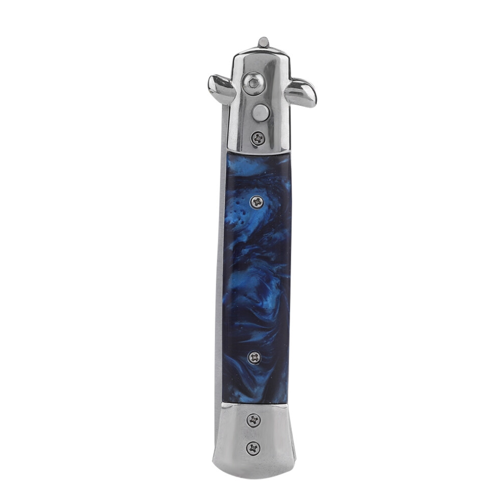 Folding Oil Hair Comb with Springs Portable Round Smooth Blue