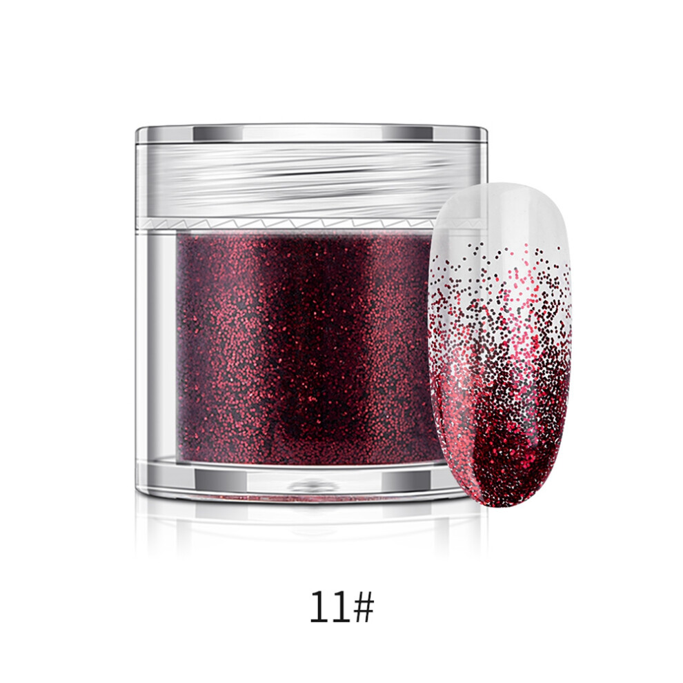 Red Nail Art Glitter Powder Bottled Manicure Pigment 10G(Wine )