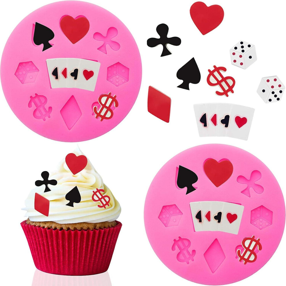Kikidex (As Show, One Size) 2 Pieces Poker Silicone Molds 3D Sugar Chocolate Fondant Molds Playing Cards Design Non-Stick Candy Mold For Cake Decora