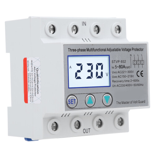 Einstellbarer Spannungsschutz, 3-phasig, LCD, 1