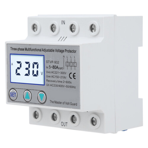 Einstellbarer Spannungsschutz, 3-phasig, LCD, 2
