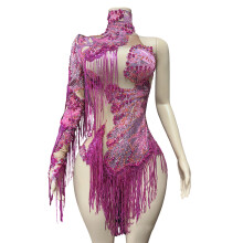 Professional Dance Costume One Arm Design Breathable-Rhodo M
