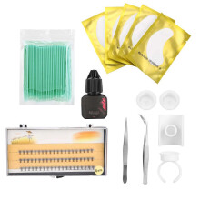 Wimpern-Set mit Pads, Wattestäbchen, Pinzette & Ringbecher