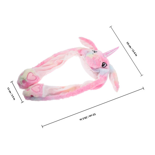 Chapéu De Unicórnio Pelúcia Com Orelhas Móveis Para Mulheres E 1
