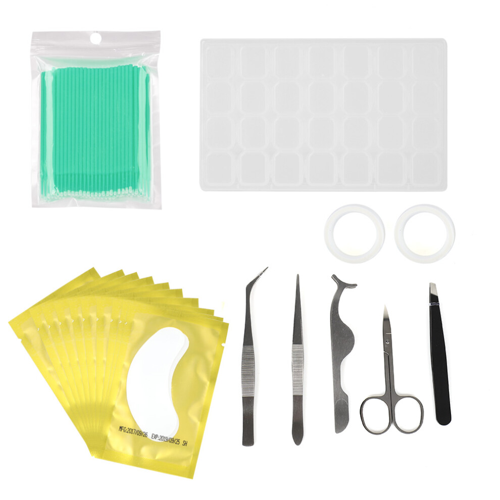 Eyelash Extension Kit Grafting False Lashes Tweezers Cotton Swab