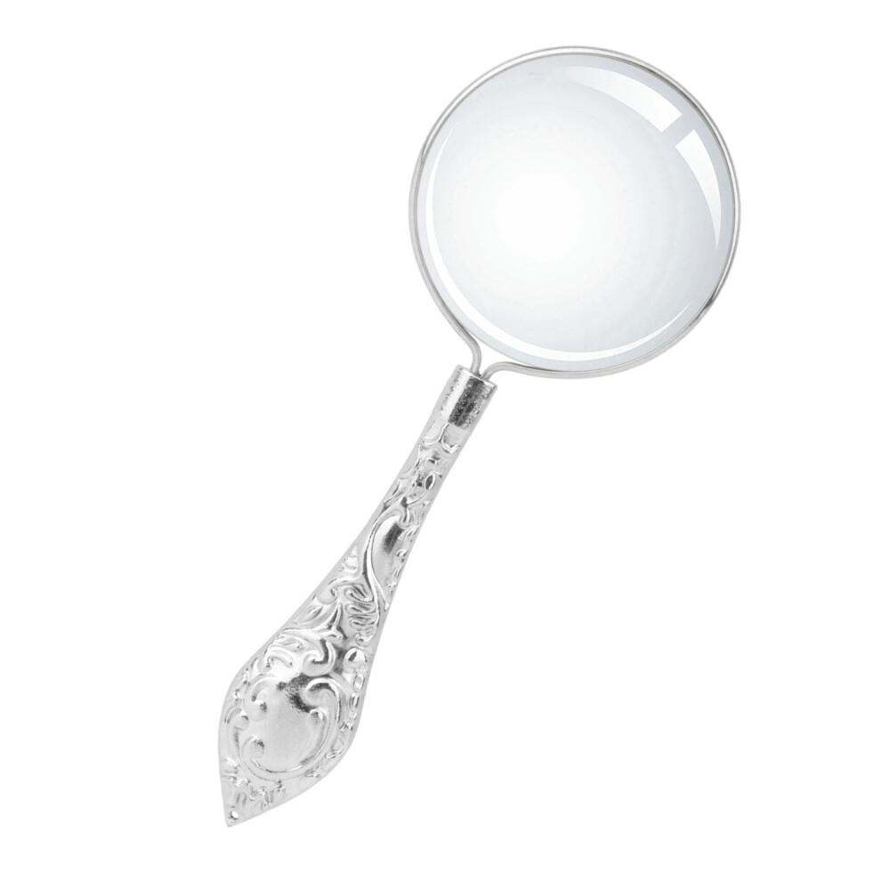 Silver Handheld Reading Magnifier 5X 45Mm Handle Loupe Magnifier For Close Work