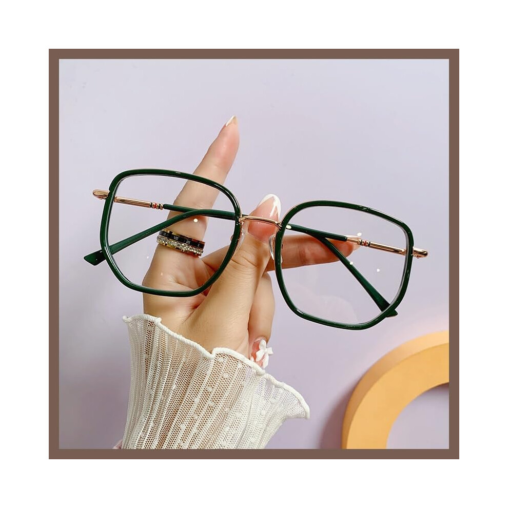 Blue/Light/Green Blocking Computer Readers Anti-Glare Eyewear For Eyestrain, Oversized Lens +3.50D, Flat Mirror