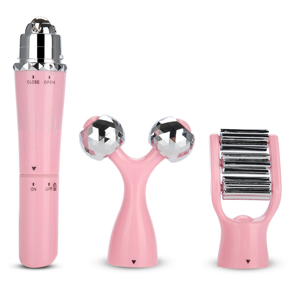 3in1 3D Roller Massager Face Lifting Body Slimming Skin (Pink)
