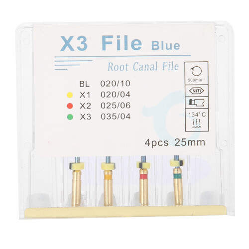 4Pcs Dental Niti X3 Root Canal Files