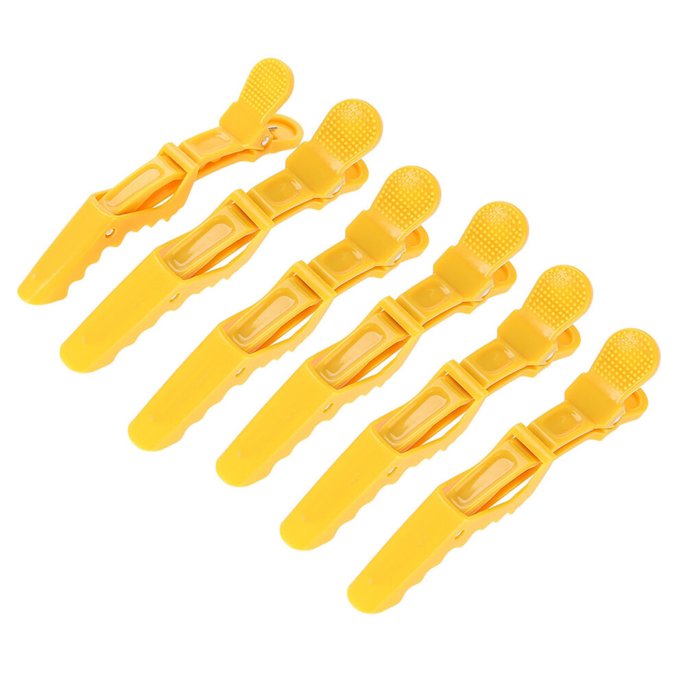 6Pcs Crocodile Hair Clip Anti-slip Single Prong Yellow