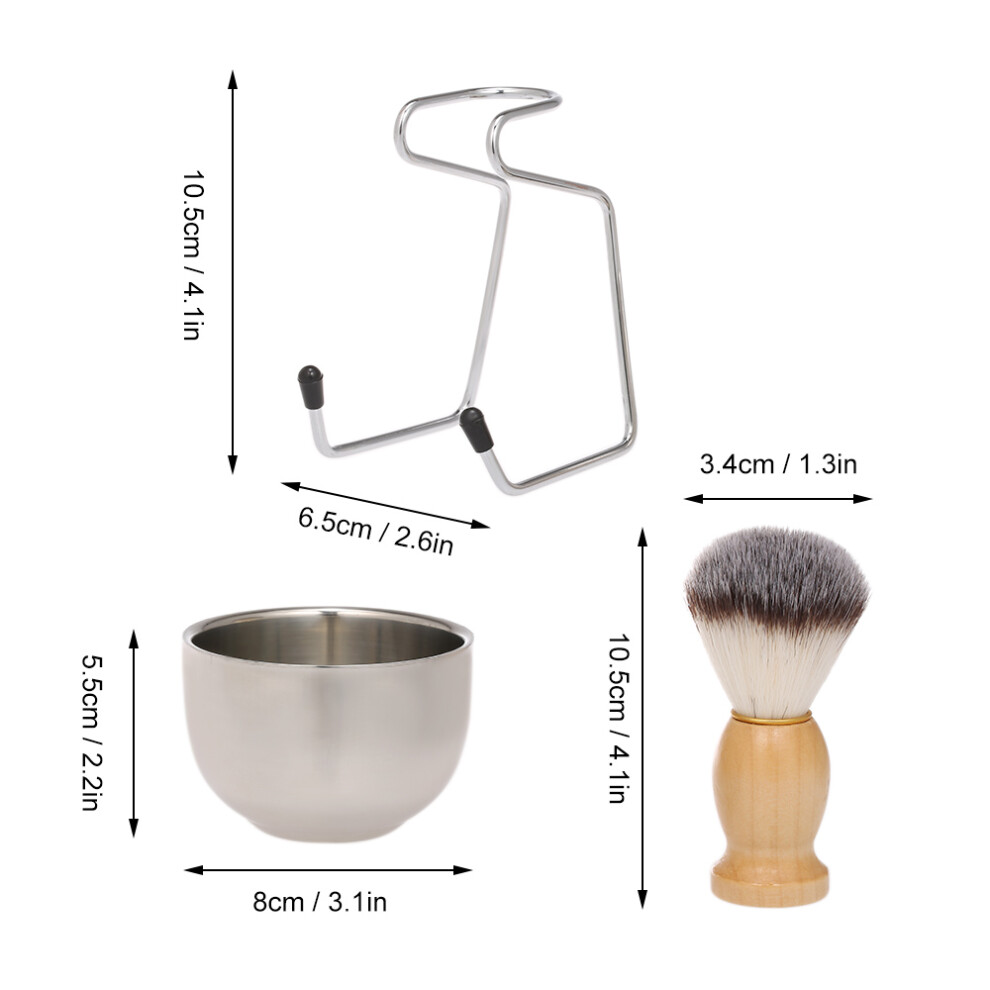 Male Shaving Set Brush+Soap Bowl+Stand