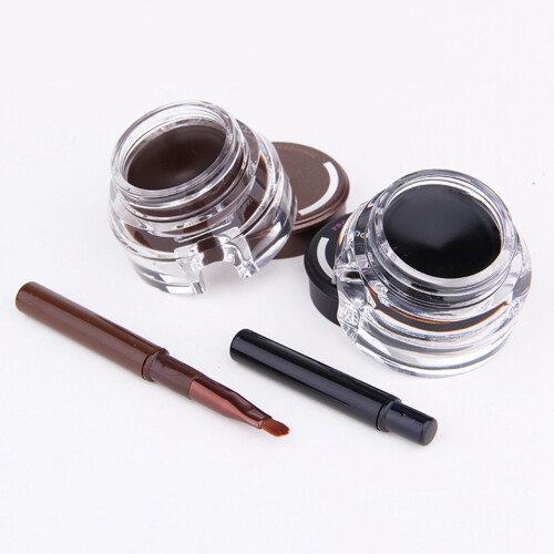 2 Farben wasserfeste Eyeliner-Creme mit Pinseln 2