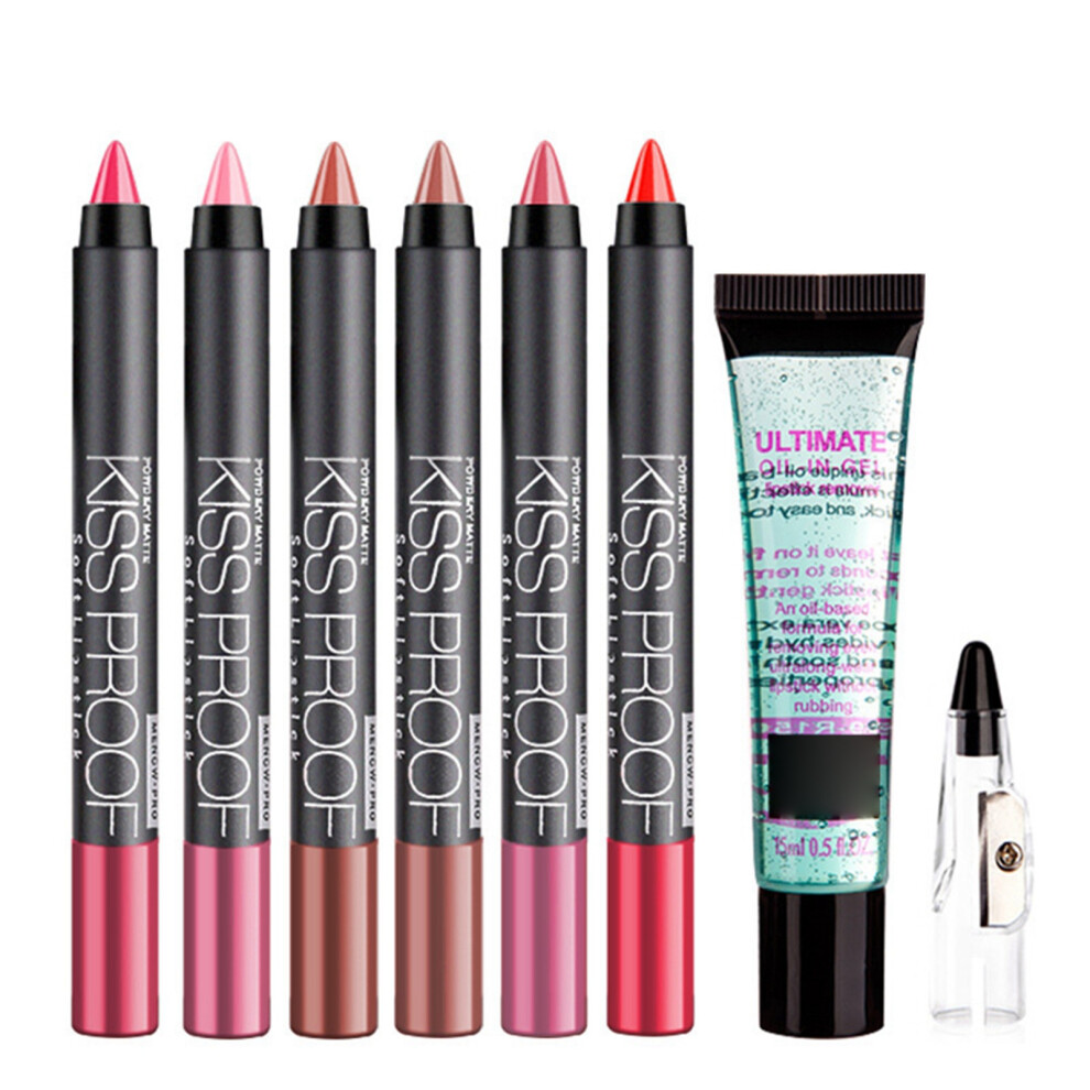 6pcs/box Waterproof Long Lasting Lip Pencil Gloss Stick