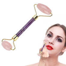 Natürlicher Jade-Roller-Gesichts-Massagegerät Rose Amethyst