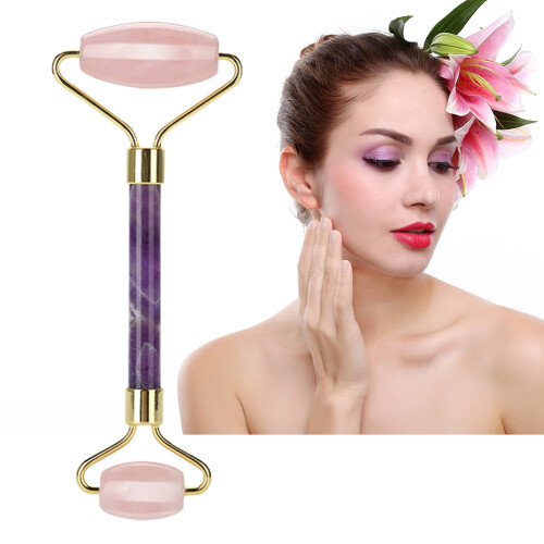 Natürlicher Jade-Roller-Gesichts-Massagegerät Rose Amethyst 1