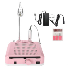 3-in-1 Nagelkunst-Bohrer mit LED-Licht und Staubsammler Pink