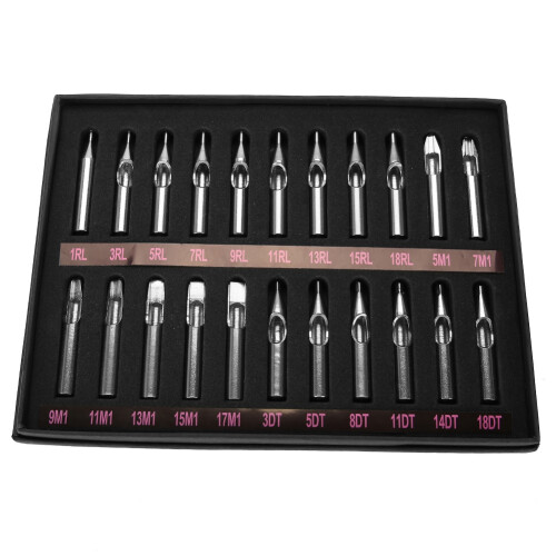 22x Tattoo-Nadeln, Edelstahl, Mix-Set