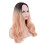 Damen Perücke Lang Lockig Synthetisch Pink 1