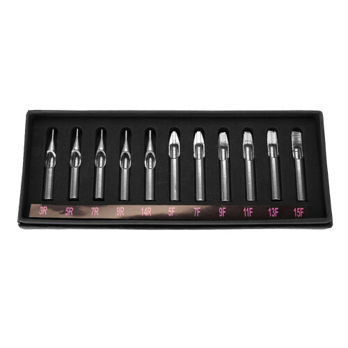 11x Tattoo-Nadeln, Edelstahl, Mix-Set 1